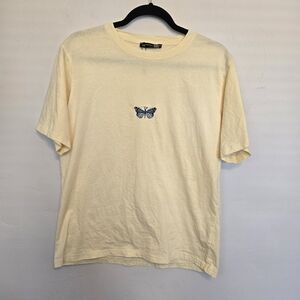 Pale Yellow T-Shirt with Butterfly Design